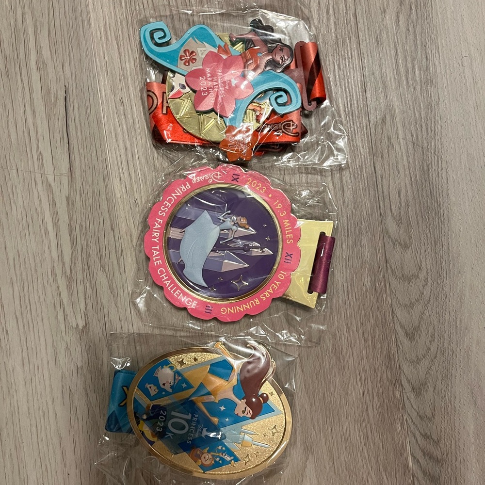 Rundisney Disney princess marathon 2023 two course challenge medal set